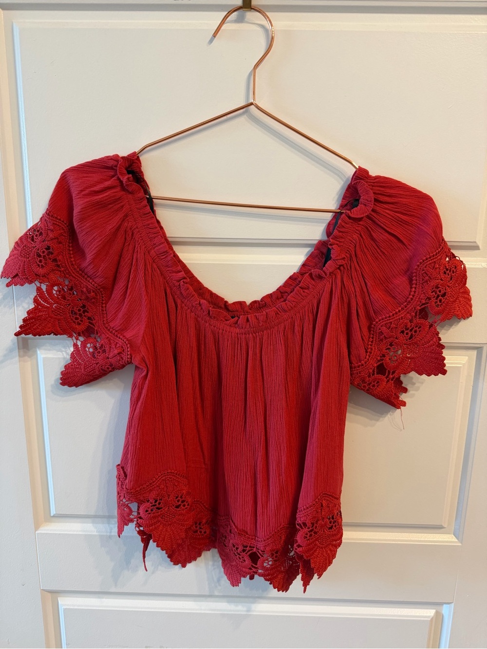 Red Peasant Crop Top